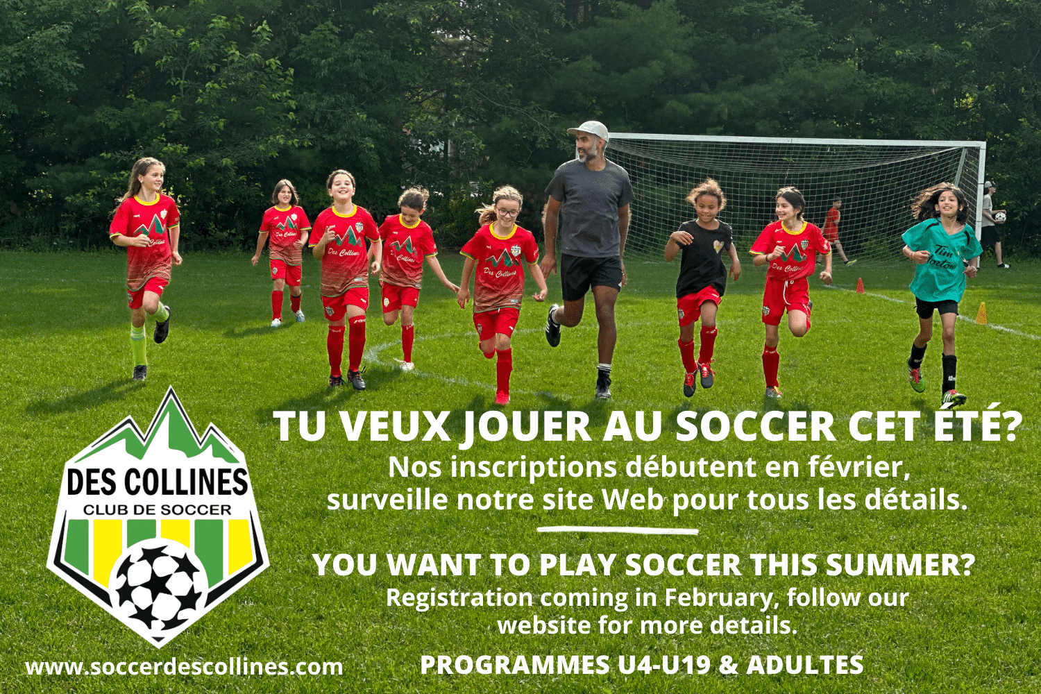 Club soccer des Collines - Inscription 1 Soccer des collines 2024 Registration Opening Ad 5 x 3.333 in