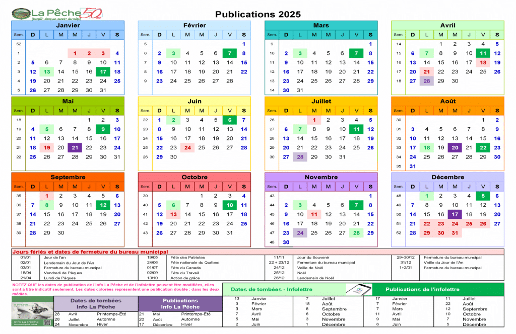 Babillard communautaire 10 calendrier 2025 dates de tombees et publications Infolettre ILP 1