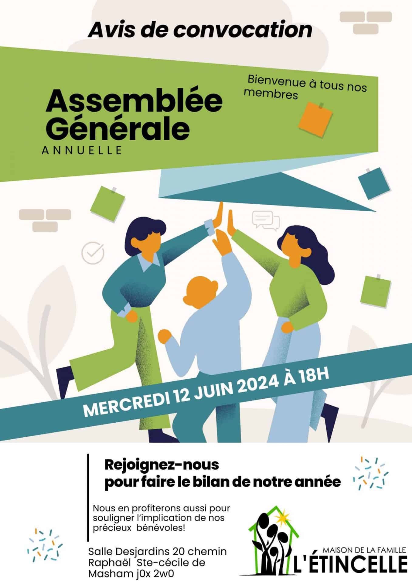 Assemblée générale - Maison de la famille de l'Étincelle, dès 18 h 1 AGA Maison de la famille lEtincelle 12 juin 2024