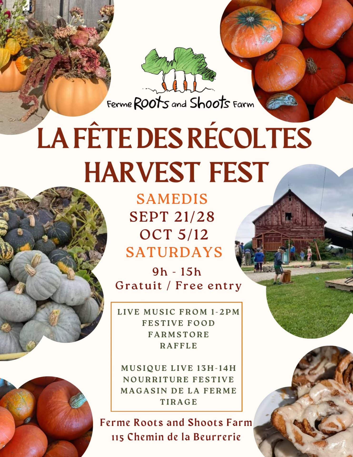 La fête des récoltes🥕, de 9 h à 15 h 1 Fete de la recolte 21 septembre au 12 octobre 2024