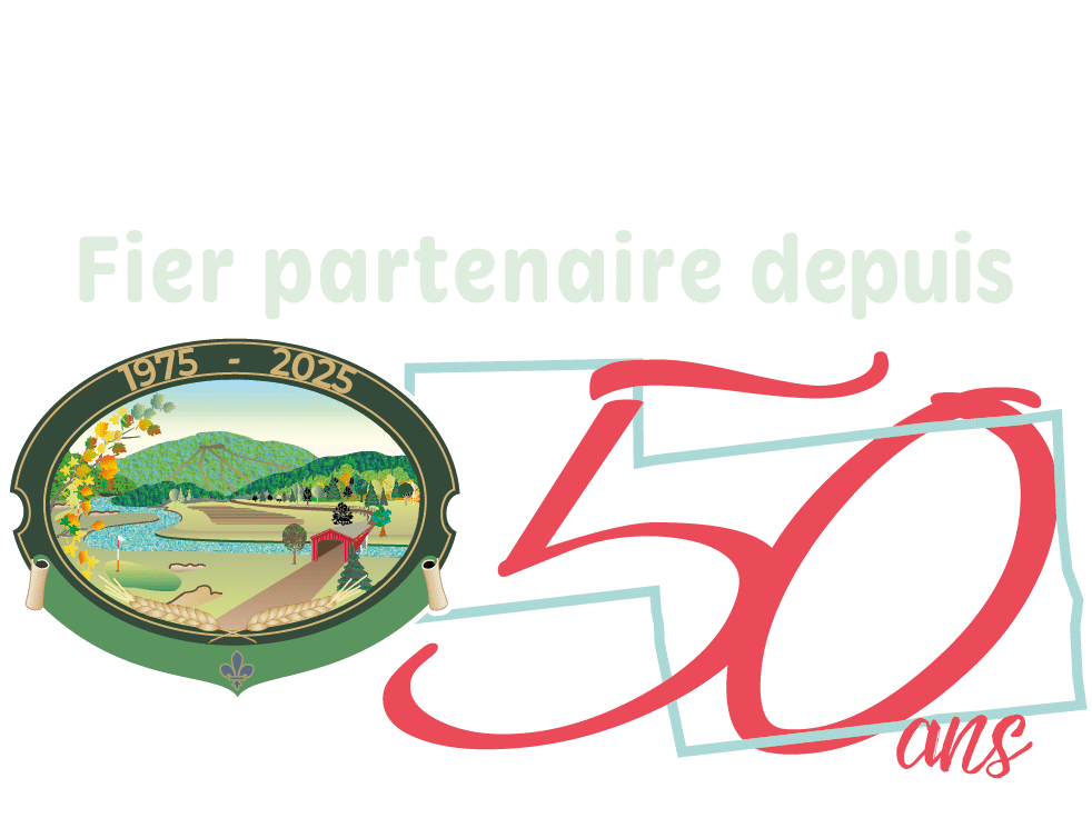 Logo Fier partenaire pour les organismes 9 logo 50 fier partenaire blanc carre