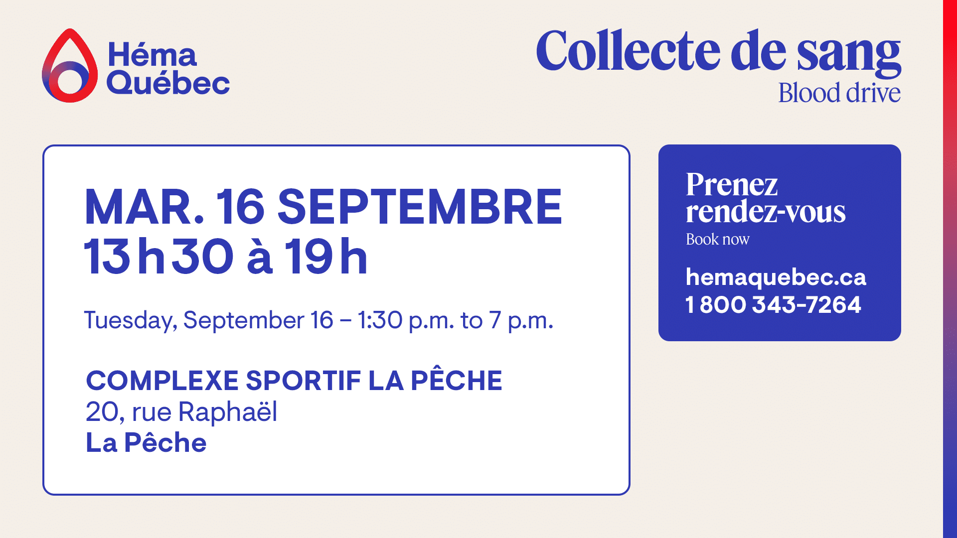 Collecte de sang 16 septembre 2025
