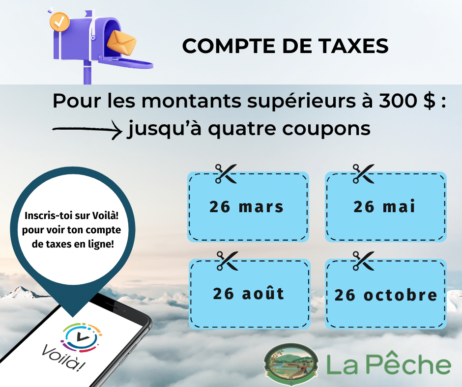 Compte de taxes 2026 2 coupons taxes 2026