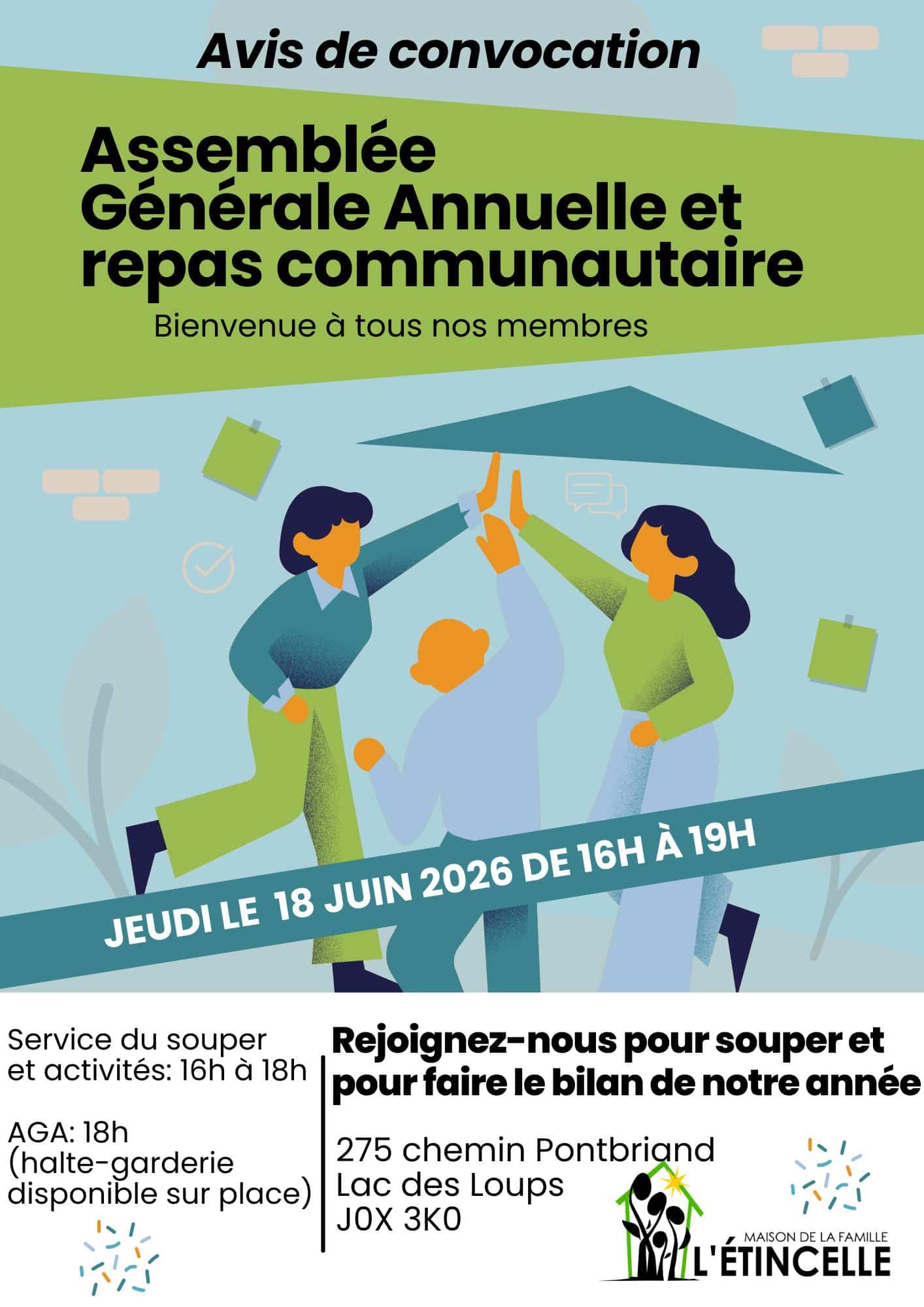 18 juin 2026 Assemblee generale annuelle Maison de lEtincelle
